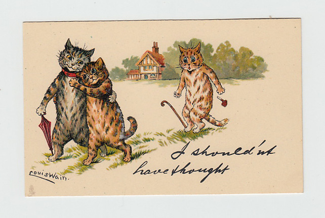 Postcard, Louis Wain, Tuck published 'write away' series 539 'I shouldn't have thought' - jealous