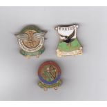 Speedway badges, 3, 1948-1952, Exeter Falcons, Long Eaton Archers, (button back) & Cradley Heath