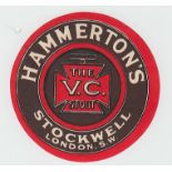 Beer label, Hammerton's, Stockwell, The V C Stout, circular, 84mm, (stamp hinge mark to back o/w vg)