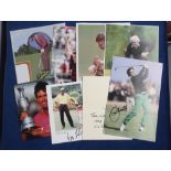 Golf Autographs, selection on photographs and promotional pieces including Ballesteros, Vijay Singh,