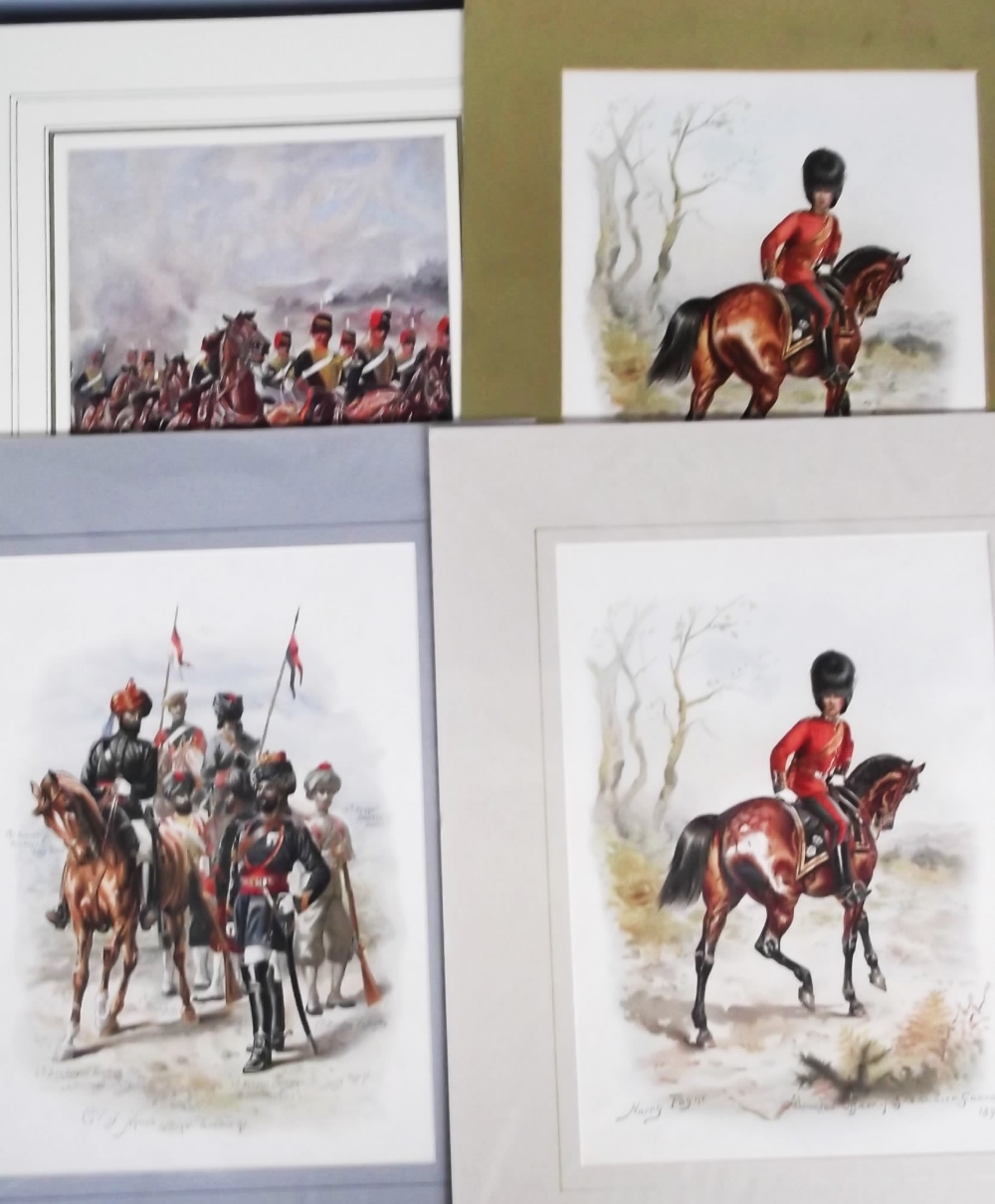 Military, Harry Payne, four card mounted, Harry Payne illustrated, colour prints, each approx 35cm x