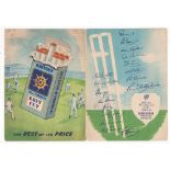 Tobacco advert, unused scorecard from the MCC v India tour match 1951, facsimile signatures to front