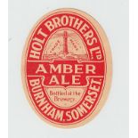 Beer label, Holt Brothers Ltd, Burnham, Somerset, Amber Ale, v.o, (gd)