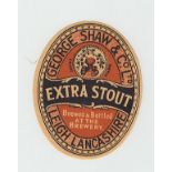 Beer label, George Shaw & Co Ltd, Leigh, Lancashire, Extra Stout, v.o, v scarce, (vg) (1)