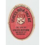 Beer label, Usher's Wiltshire Brewery Ld, Trowbridge, India Pale Ale, v.o, scarce, (sl edge tear, sl