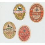 Beer labels, Burtonwood Brewery Co, Burtonwood, Warrington, 2 different Tew-itt labels and 2