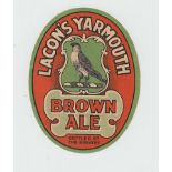 Beer label, Lacon's, Yarmouth, Brown Ale, v.o, 95mm, (gd/vg)