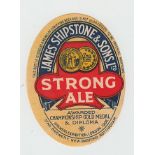 Beer label, James Shipstone & Sons Ltd, Nottingham, Strong Ale, old label, v.o, (sl mark, vg) (1)