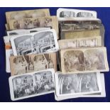 Stereocards, a collection of 100+ cards, mostly Foreign including Topographical, Winter Scenes,