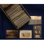 Postcards, box of sporting related vintage and moderns (majority) including Cricket (50+), Football,