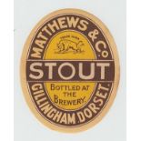 Beer label, Matthews & Co, Gillingham, Stout, (v.o) 86mm high, (sl staining) (1)