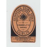 Beer label, Guinness's Extra Stout, D Gilmour & Co Ltd, Sheffield, scarce, 82mm high (vg) (1)