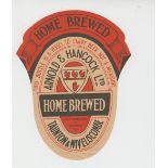 Beer label, Arnold and Hancock Ltd, Taunton, Home Brewed, v scarce 136mm high shaped v.o, (vg) (1)