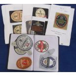 Beer labels, mixed selection of labels contained in small photo album, mixture of modern and some