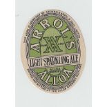 Beer label, Archibald Arrol & Sons Ltd, Alloa, Light Sparkling Ale, (v.o), 87mm high, (gd) (1)