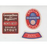 Beer labels, Watney Combe Reid & Co Ltd, London, Special Glasgow Stout, bottled by Joseph Dunn,