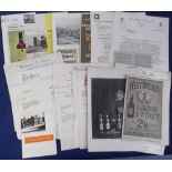 Brewery related paperwork, a selection of paperwork including newspaper cuttings, advertising and