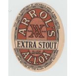 Beer label, Archibald Arrol & Sons Ltd, Alloa, Extra Stout, (v.o), 87mm high, (gd) (1)