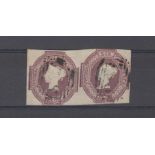 Stamps, GB 1854 6d mauve, embossed joined pair, used (2)