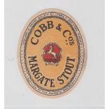 Beer label, Cobb & Co, (Breweries) Ltd, Margate, Margate Stout, v.o, 84mm high, scarce, (vg) (1)