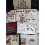 Stamps, six albums of World stamps, some remaindered, plus a packet of stamps on paper, a few covers