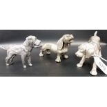 Three nickel models of dogs, the longest 6.25'