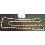 9ct gold rope twist necklace, 15g approx