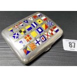 Good WWI era silver and enamel cigarette case, the lid decorated in coloured enamels with the