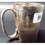 Edwardian silver plain heavy mug by Goldsmiths and Silversmiths Company Ltd, Sheffield 1903,