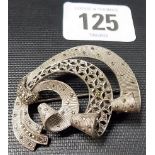 Retro 925 white metal marcasite set brooch, weight 10.5g approx