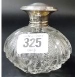 George V silver cut glass ovoid perfume bottle, Birmingham 1924, height 3'