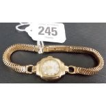 9ct ladies manual wind bracelet wrist watch, the dial signed Hefik, weight overall 19.2g approx