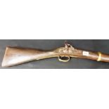 19th Century percussion muzzle loading musket with brass furniture