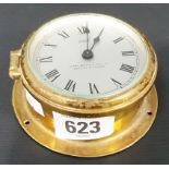 Small sestrel ship's bulk head time piece with 8 day movement, retailed by Henry Browne & Son Ltd,