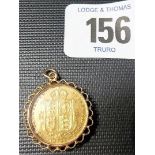Victoria 1887 half sovereign gold mounted pendant, weight 6.9g approx.