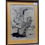 WW2 era cartoon depicting a dentist pulling the teeth of a sailor 'She Loves Me!! She Loves Me Not?'