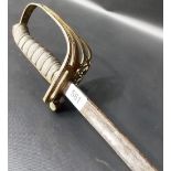 Edwardian Officers dress sword with shagreen hilt, the brass guard with ERVII monogram