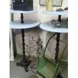 Pair of Victorian cast iron tall two tier pub tables, height 52.5'