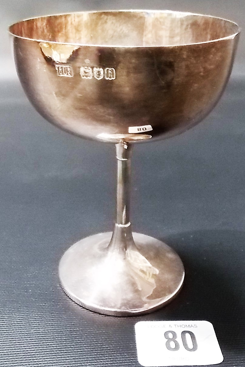 Edwardian silver stemmed champagne bowl, maker Rowlands & Frazer Regent Street, weight 3.5oz approx