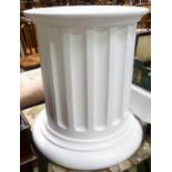 Modern mahogany circular fluted pedestal, white painted, height 24.5'