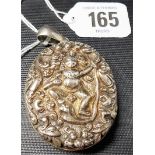 Indian white metal embossed large pendant locket