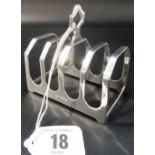 Silver four division toast rack, maker EV, Sheffield 1933, weight 1.75oz approx