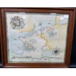 Interesting WWII Third Reich pen and watercolour map of France and Germany with drawn military