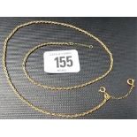 9ct gold rope link necklace, weight 4.9g approx.