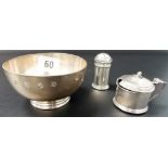 Modern silver sugar bowl by Haviland, London 1973; together with a George V small mustard pot with