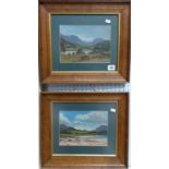 ALISTAIR ANDERSON Pair of Highland guilloche landscapes. Both signed and dated 79. 6.25' x 8.5'