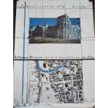 CHRISTO & JEAN CLAUDE - 'Wrapped Reichtag (project for Berlin), poster signed by the artists in blue