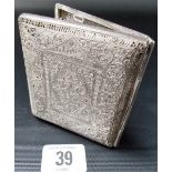 Indian white metal filigree cigarette case, weight 148.5g approx