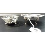 Silver bonbon dish by Goldsmith and Silversmith Company Ltd, with gadrooned and pierced rim raised