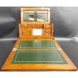 Good Victorian oak stationery cabinet, the hinge lid revealing a green leather inset for pens and